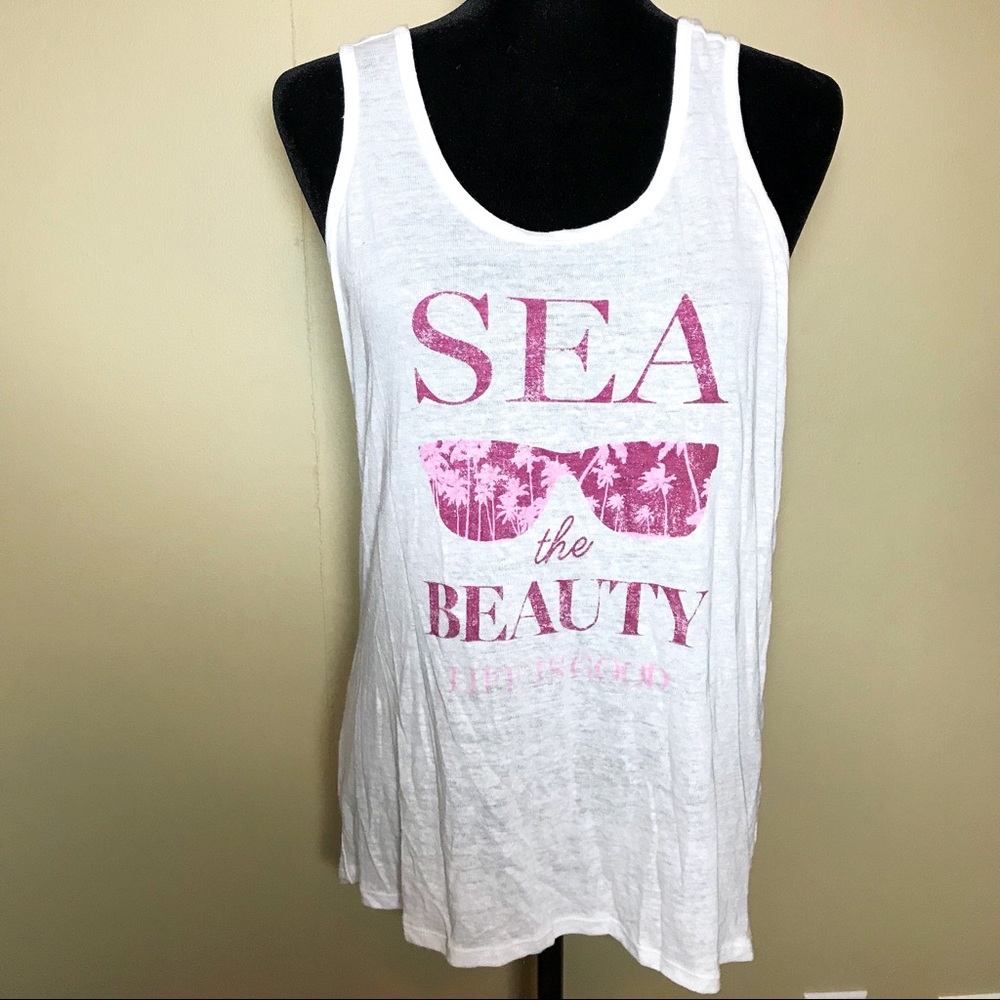 NEW beach theme white tank top